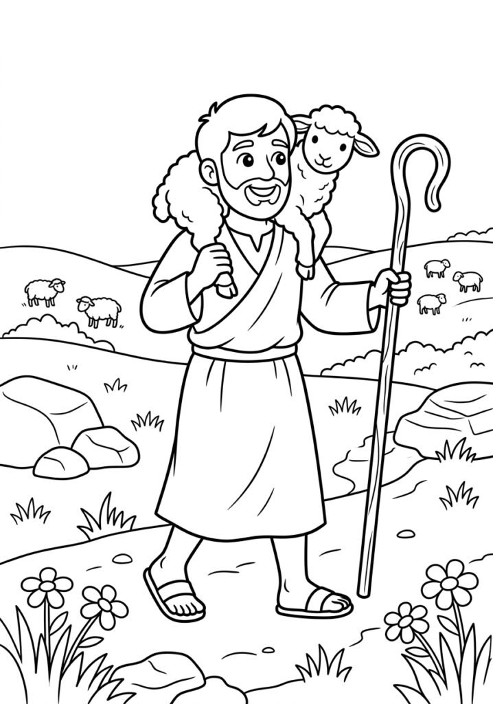 Desenho para colorir de A parábola da ovelha perdida para crianças