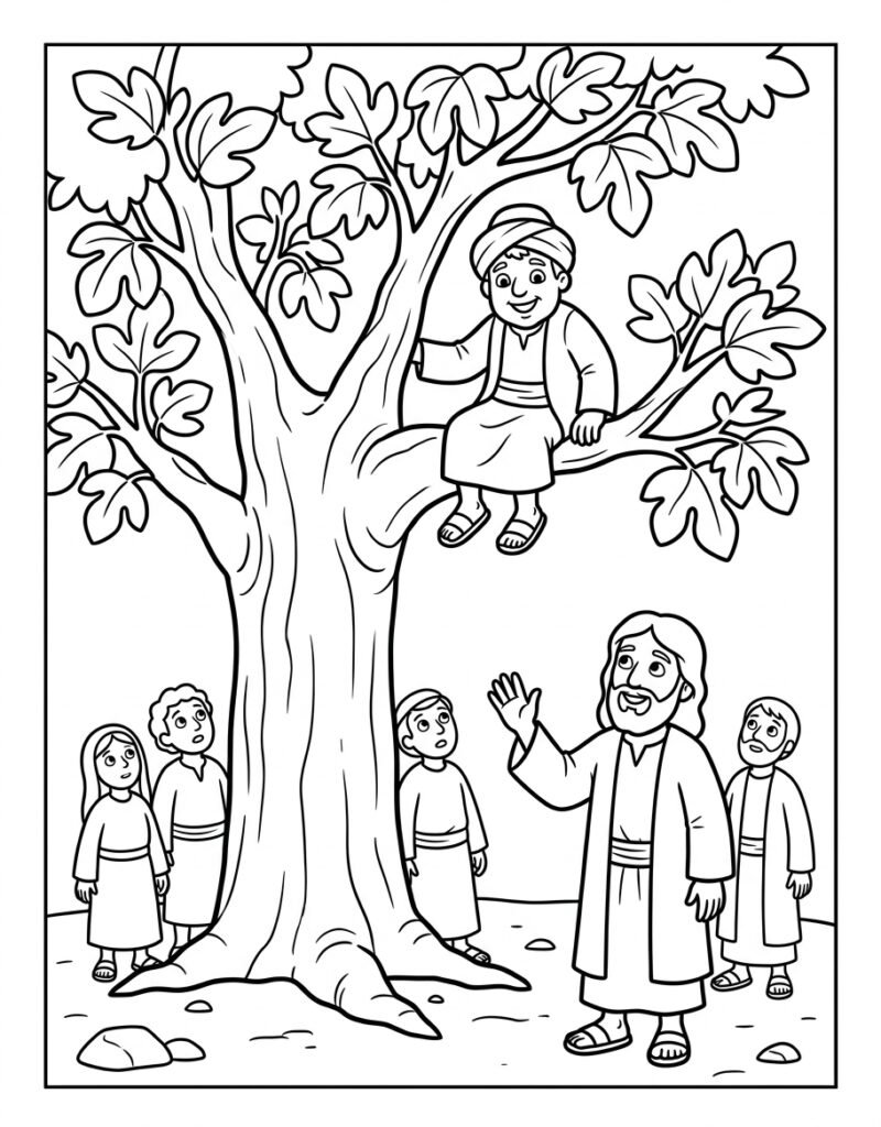 Desenho para colorir de Zaqueu para crianças