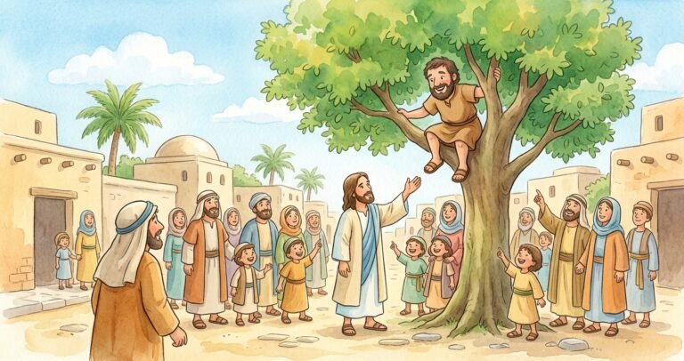 Zaqueu para crianças - ilustração da história bíblica